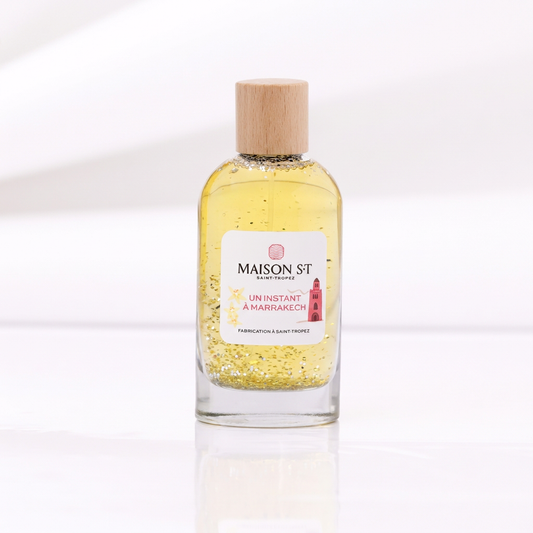 Un instant à Marrakech, parfum 100 ml avec bouchon en bois clair
